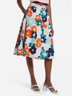 Cristina Martinez Nordstrom A Line Midi Skirt with Multicolor Floral 10